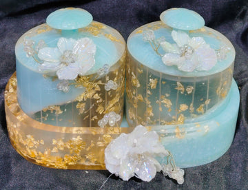 SKD LUXURY RASIN TREY WITH 2JAR--8 1/2X5X1X1/2 TREY SIZE 3 1/2X4 JAR