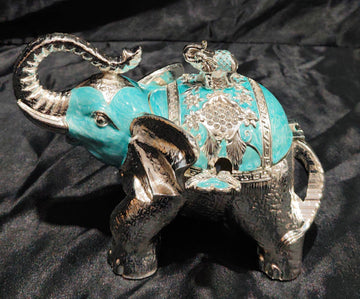 SKD LUXURY ELEPHANT JAR WITH SPOON 2 COLOUR OPTIONS -- 7"X4"X5"H