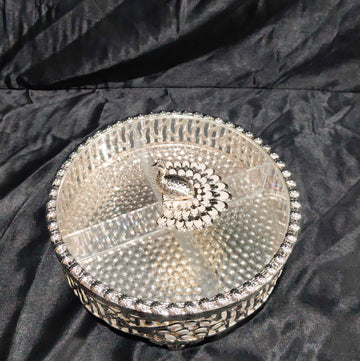 SKD LUXURY DRYFRUIT BOX WITH 4 SECTIONS IMPORTED QUALITY 2 COLOUR OPTIONS -- 9"X9"X3"H