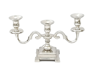 ALUMINIUM CANDLE STAND 3 LITE SQUARE BASE
