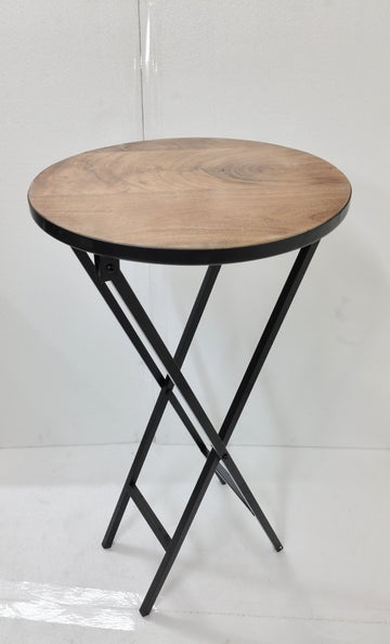 METAL SIDE TABLE WITH WOODEN TOP COMPLETE KNOCKDOWN/FOLDING