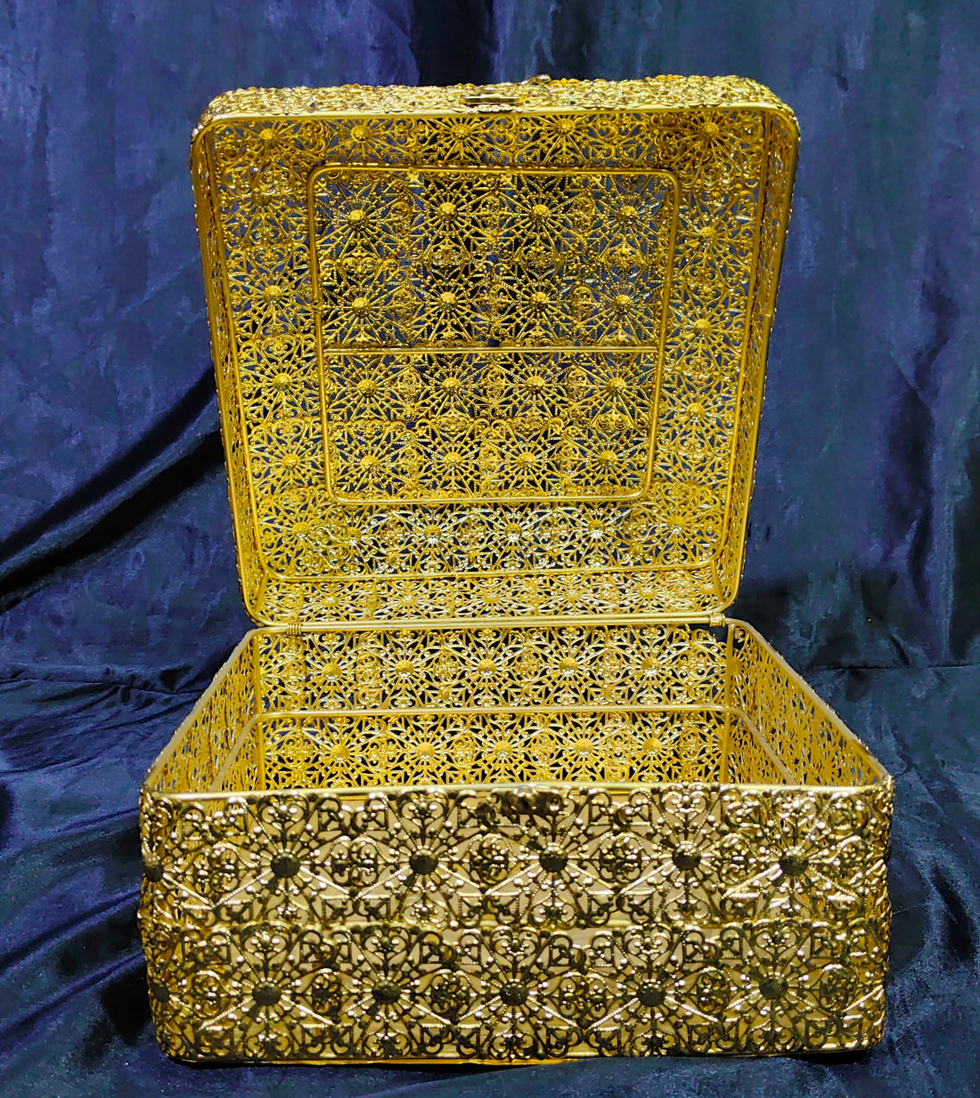 Metal Gold Keepsake welded Square Box Size  10x10x7 "