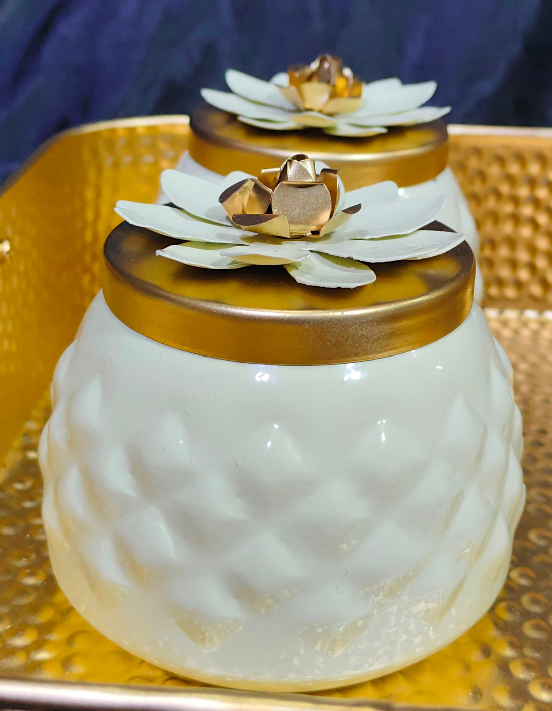 METAL D.M WHITE + GOLD VOTIVE SIZE 4X4
