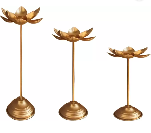 Lotus Glass Candle Stand Set of 3 (S/3)