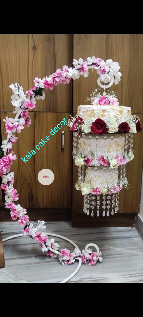 Cake Stand Chandelier with Crystal C Shape – 36" Height, 3 Tier (6", 8", 10")