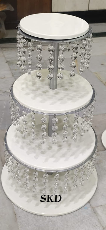 Crystal 4-Tier Cake Stand with Ivory Plates