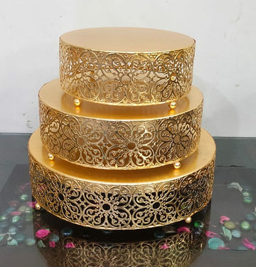 Net Jali Cake Stand Set of 3 – Gold Plated